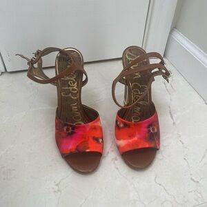 Brown and Pink Floral Women's Sandals